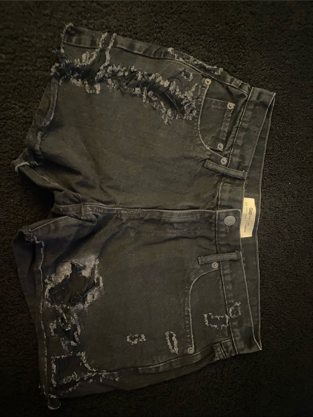 GAP Distressed Black Womans 5” Relaxed Jeans Shorts